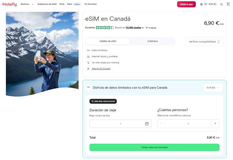 eSIM Canadá Holafly