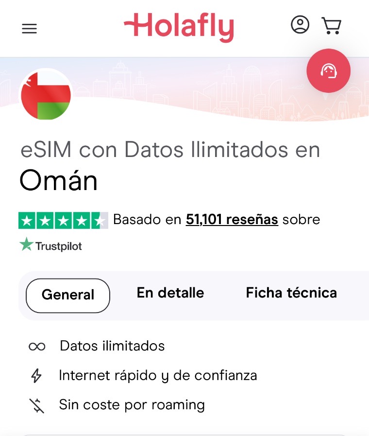 La tarjeta eSIM de Holafly para Omán